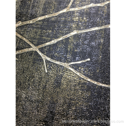53cm Golden Modern PVC Embossed Hotel Wallpaper Bilik